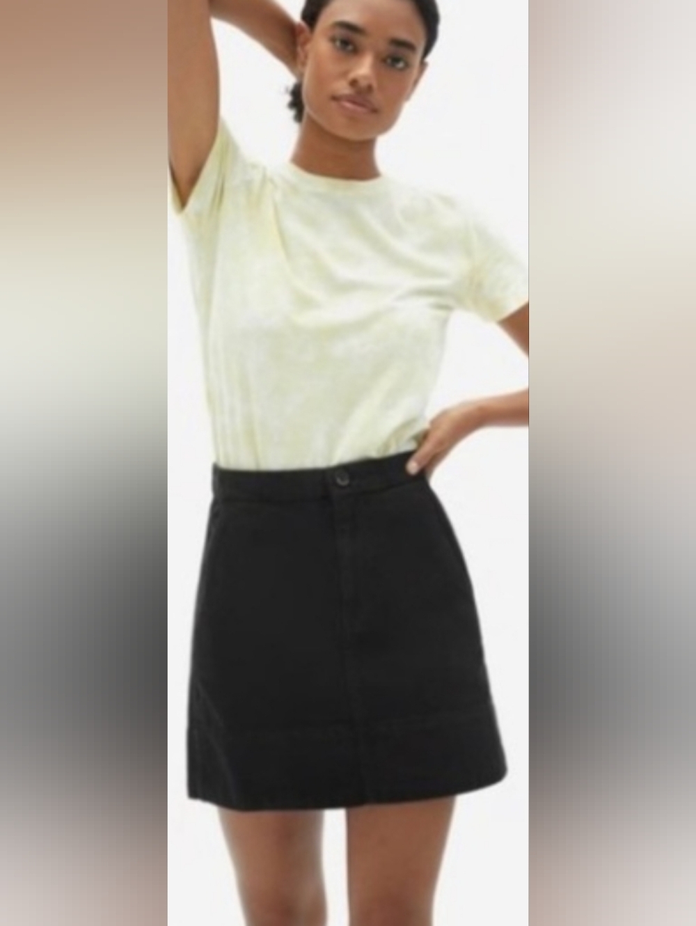 Everlane Black Canvas Stamp Mini Skirt Size 4